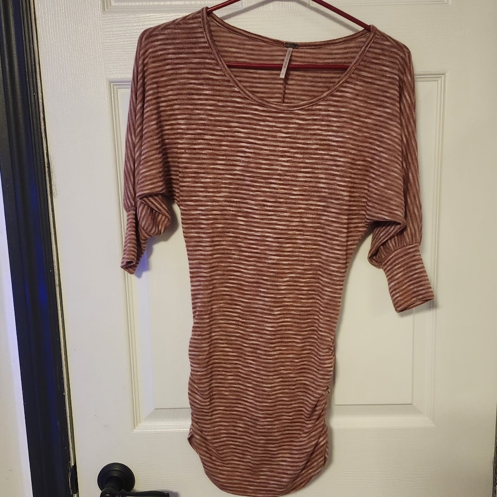 Poof! Women's Long Sleeve Striped Top - Red and White